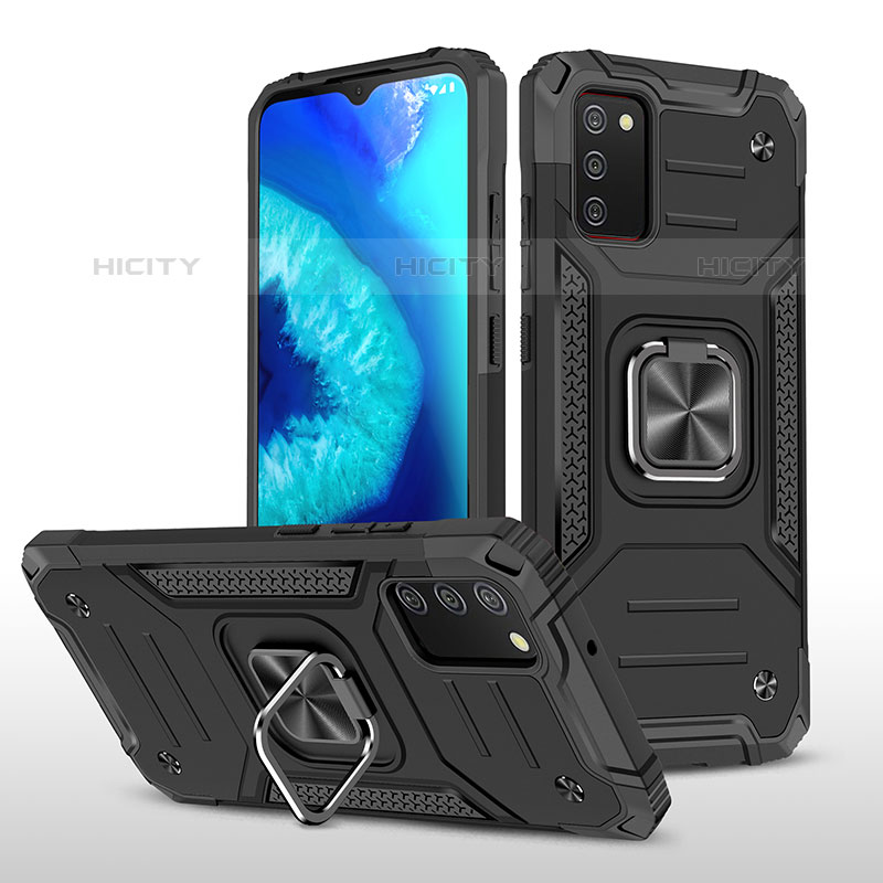 Funda Bumper Silicona y Plastico Mate Carcasa con Magnetico Anillo de dedo Soporte MQ1 para Samsung Galaxy M02s