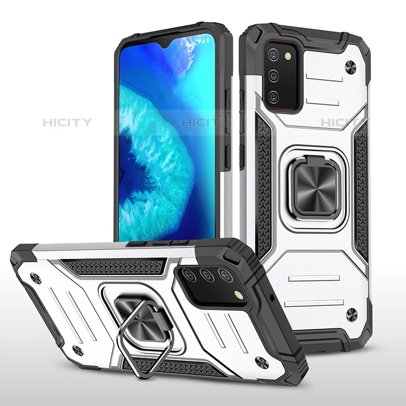 Funda Bumper Silicona y Plastico Mate Carcasa con Magnetico Anillo de dedo Soporte MQ1 para Samsung Galaxy M02s