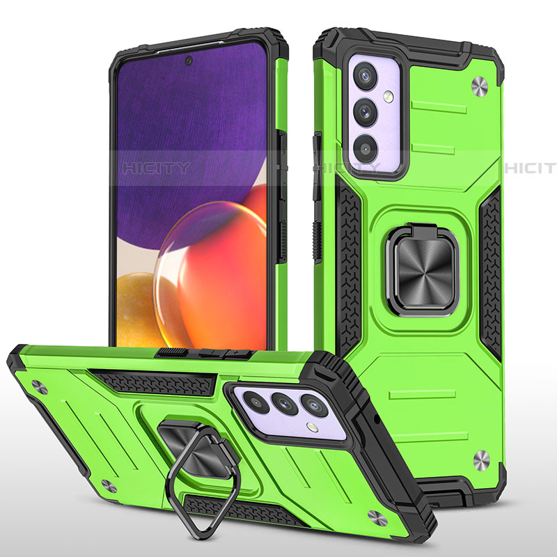 Funda Bumper Silicona y Plastico Mate Carcasa con Magnetico Anillo de dedo Soporte MQ1 para Samsung Galaxy M14 5G Verde