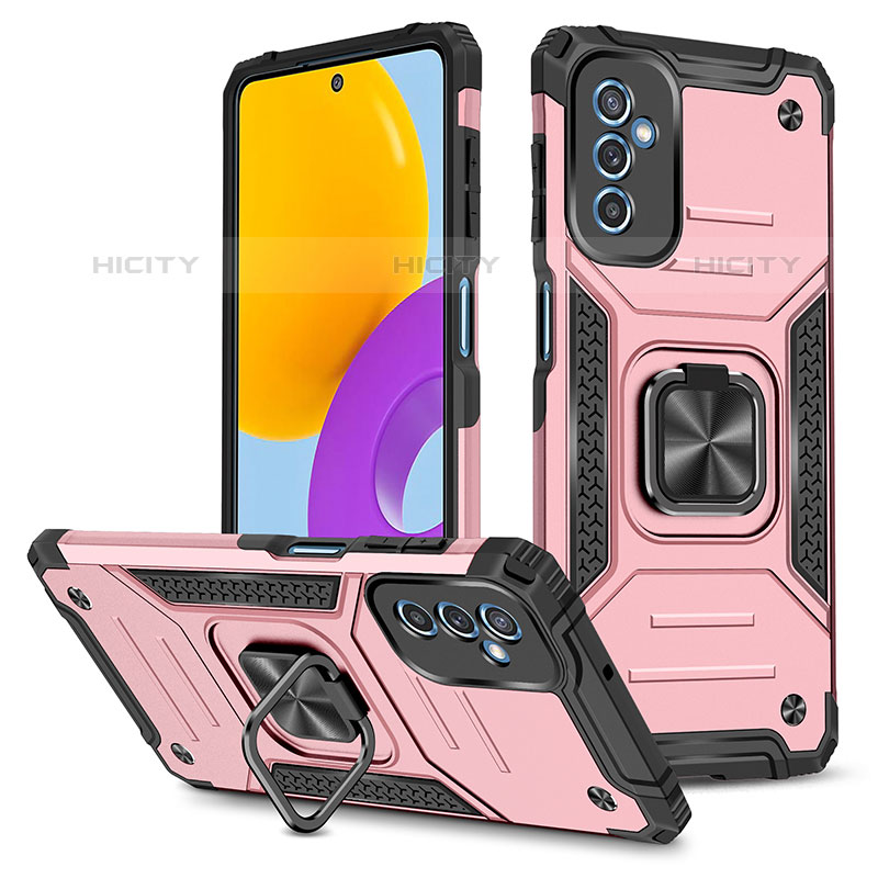 Funda Bumper Silicona y Plastico Mate Carcasa con Magnetico Anillo de dedo Soporte MQ1 para Samsung Galaxy M52 5G Oro Rosa