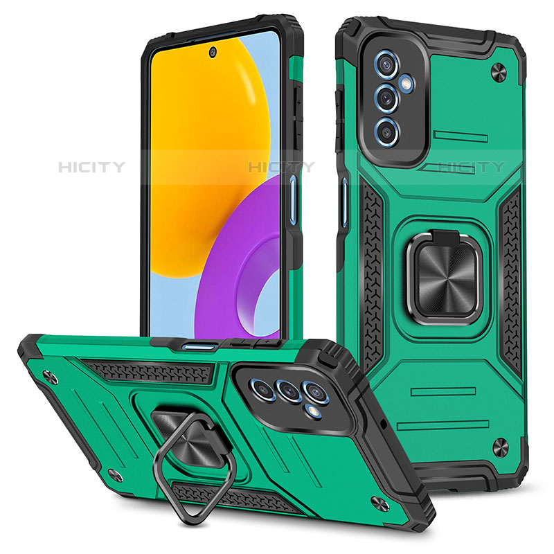 Funda Bumper Silicona y Plastico Mate Carcasa con Magnetico Anillo de dedo Soporte MQ1 para Samsung Galaxy M52 5G Verde Noche