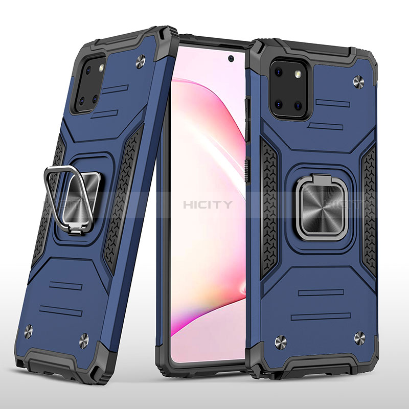 Funda Bumper Silicona y Plastico Mate Carcasa con Magnetico Anillo de dedo Soporte MQ1 para Samsung Galaxy M60s