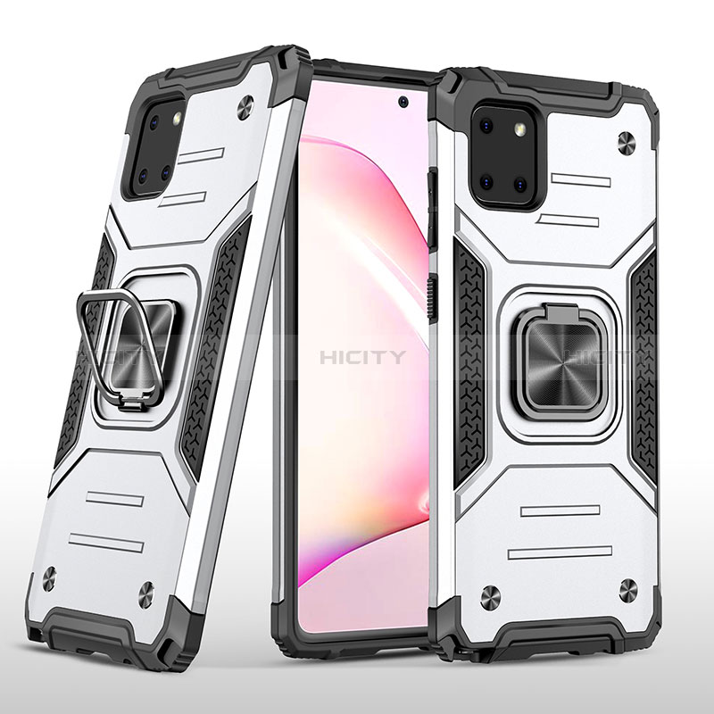 Funda Bumper Silicona y Plastico Mate Carcasa con Magnetico Anillo de dedo Soporte MQ1 para Samsung Galaxy M60s