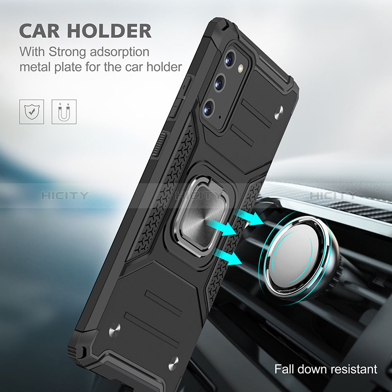 Funda Bumper Silicona y Plastico Mate Carcasa con Magnetico Anillo de dedo Soporte MQ1 para Samsung Galaxy Note 20 5G