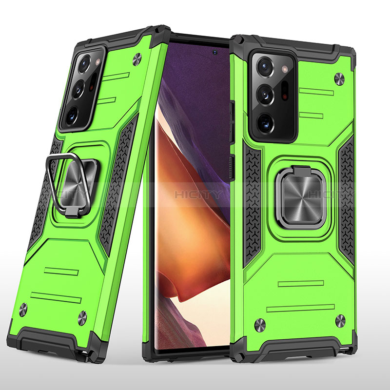 Funda Bumper Silicona y Plastico Mate Carcasa con Magnetico Anillo de dedo Soporte MQ1 para Samsung Galaxy Note 20 Ultra 5G Verde