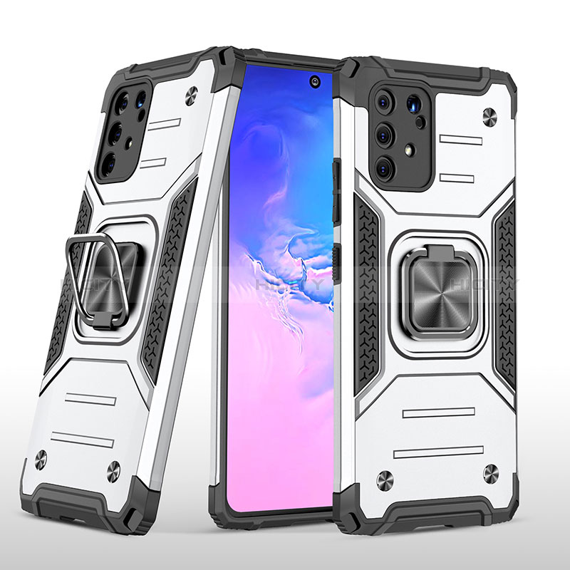 Funda Bumper Silicona y Plastico Mate Carcasa con Magnetico Anillo de dedo Soporte MQ1 para Samsung Galaxy S10 Lite