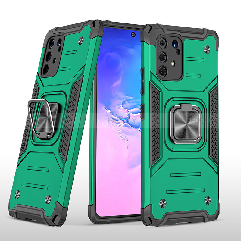 Funda Bumper Silicona y Plastico Mate Carcasa con Magnetico Anillo de dedo Soporte MQ1 para Samsung Galaxy S10 Lite Verde Noche