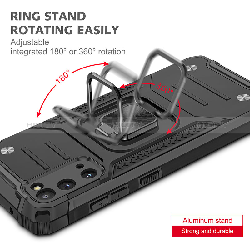 Funda Bumper Silicona y Plastico Mate Carcasa con Magnetico Anillo de dedo Soporte MQ1 para Samsung Galaxy S20