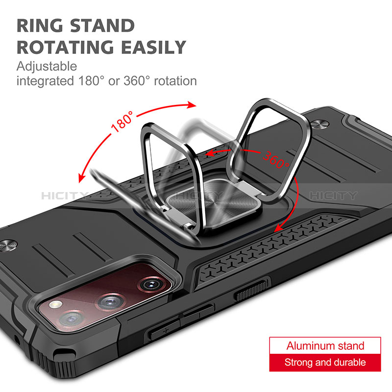 Funda Bumper Silicona y Plastico Mate Carcasa con Magnetico Anillo de dedo Soporte MQ1 para Samsung Galaxy S20 FE (2022) 5G