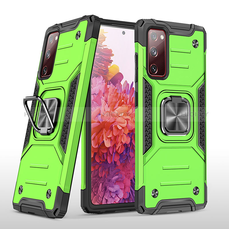 Funda Bumper Silicona y Plastico Mate Carcasa con Magnetico Anillo de dedo Soporte MQ1 para Samsung Galaxy S20 Lite 5G Verde