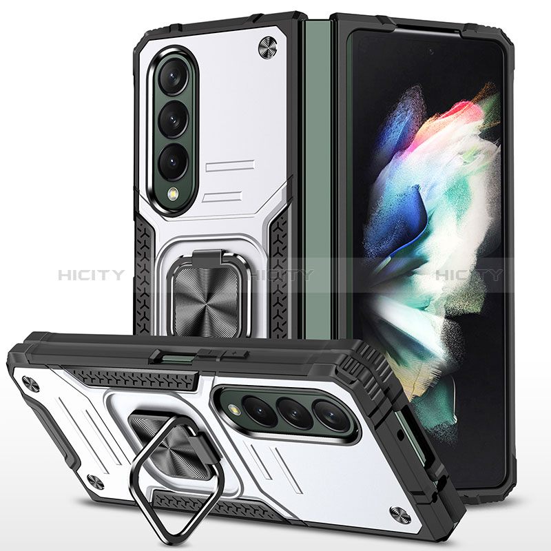 Funda Bumper Silicona y Plastico Mate Carcasa con Magnetico Anillo de dedo Soporte MQ1 para Samsung Galaxy Z Fold3 5G