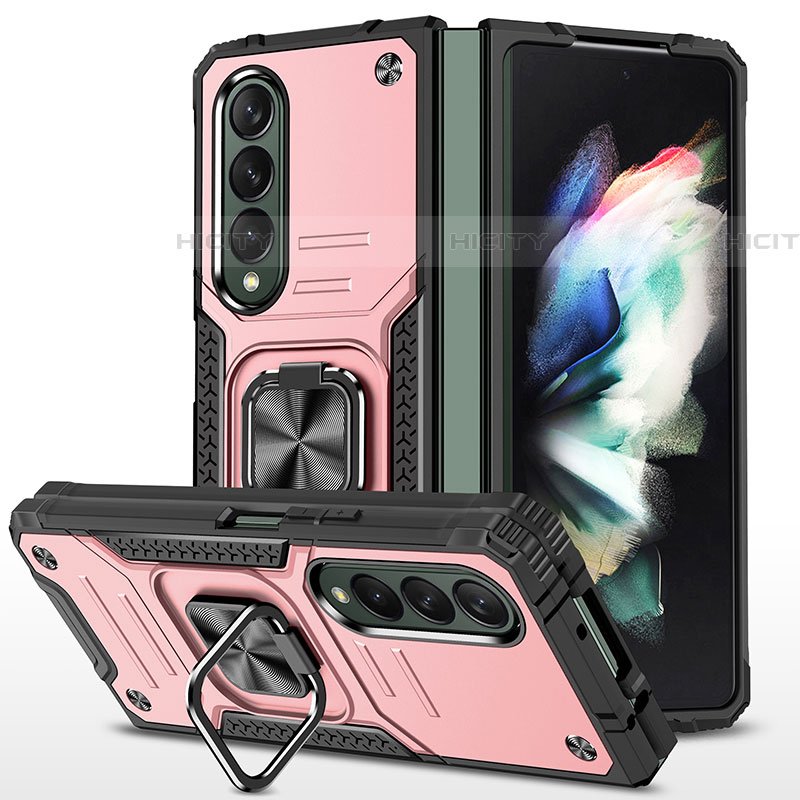 Funda Bumper Silicona y Plastico Mate Carcasa con Magnetico Anillo de dedo Soporte MQ1 para Samsung Galaxy Z Fold4 5G