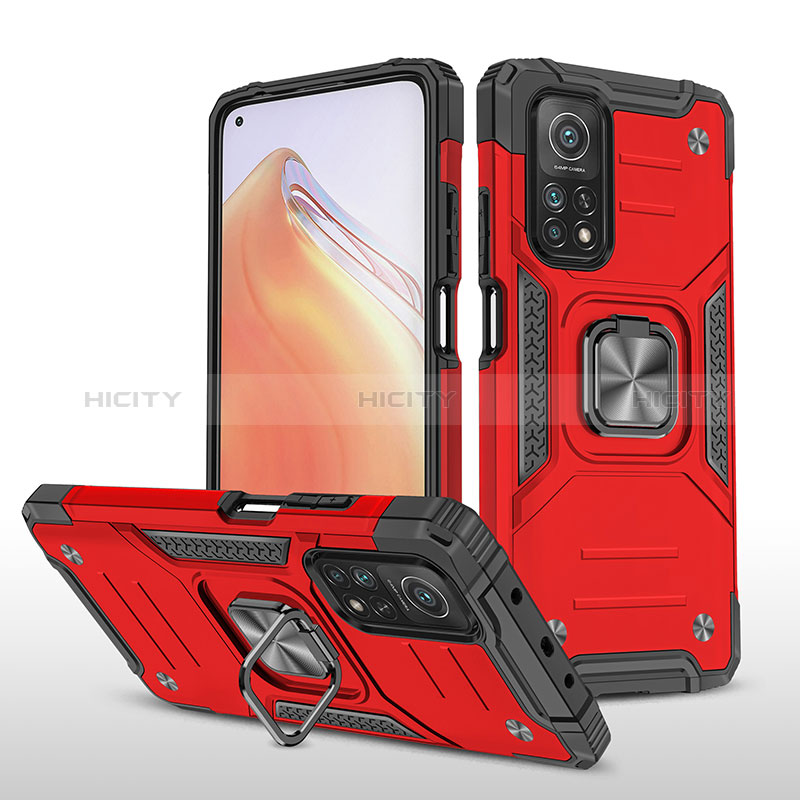 Funda Bumper Silicona y Plastico Mate Carcasa con Magnetico Anillo de dedo Soporte MQ1 para Xiaomi Mi 10T 5G