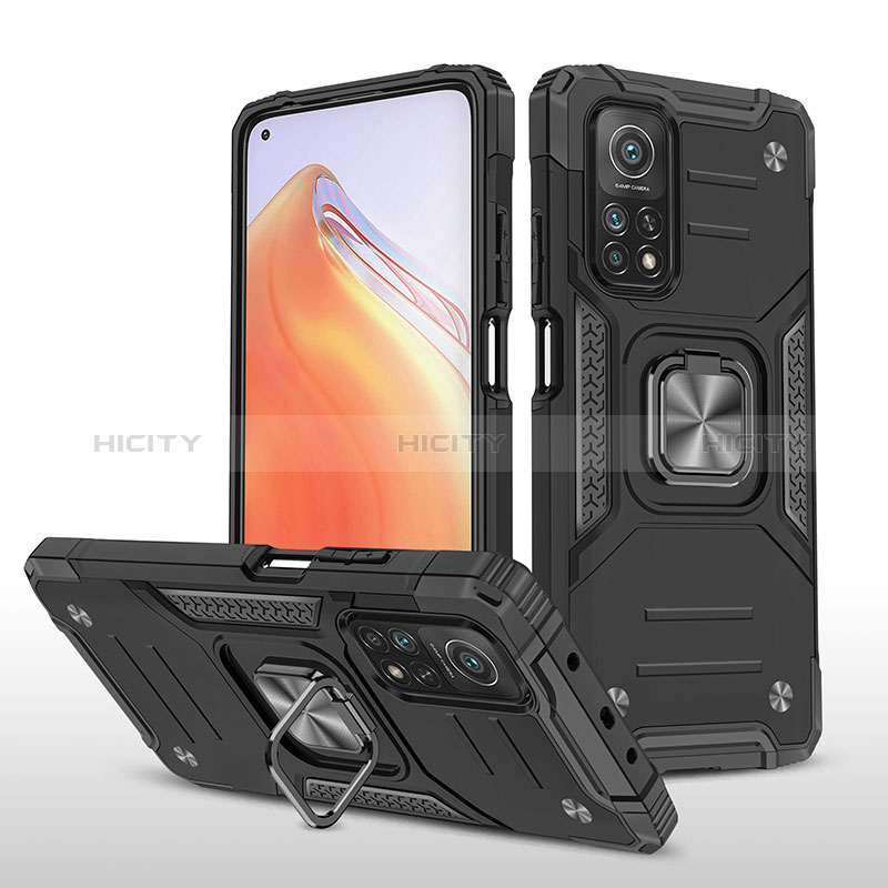 Funda Bumper Silicona y Plastico Mate Carcasa con Magnetico Anillo de dedo Soporte MQ1 para Xiaomi Mi 10T 5G