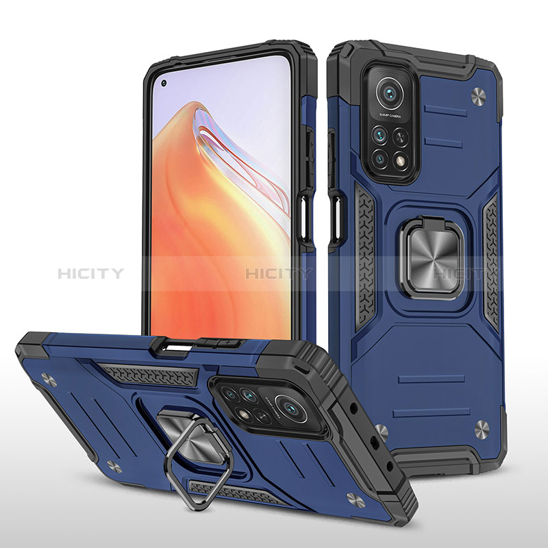 Funda Bumper Silicona y Plastico Mate Carcasa con Magnetico Anillo de dedo Soporte MQ1 para Xiaomi Mi 10T Pro 5G