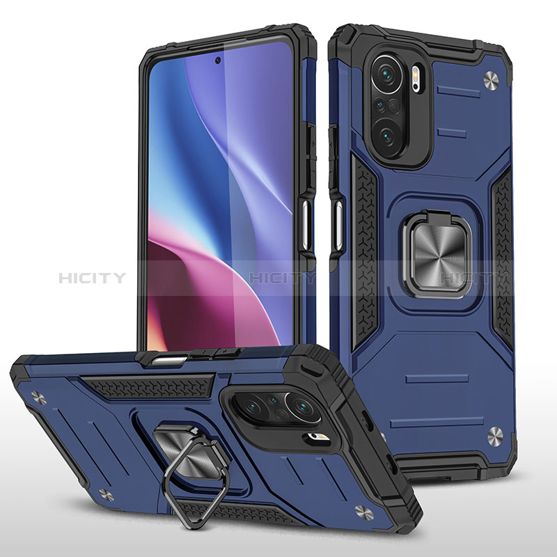 Funda Bumper Silicona y Plastico Mate Carcasa con Magnetico Anillo de dedo Soporte MQ1 para Xiaomi Mi 11i 5G