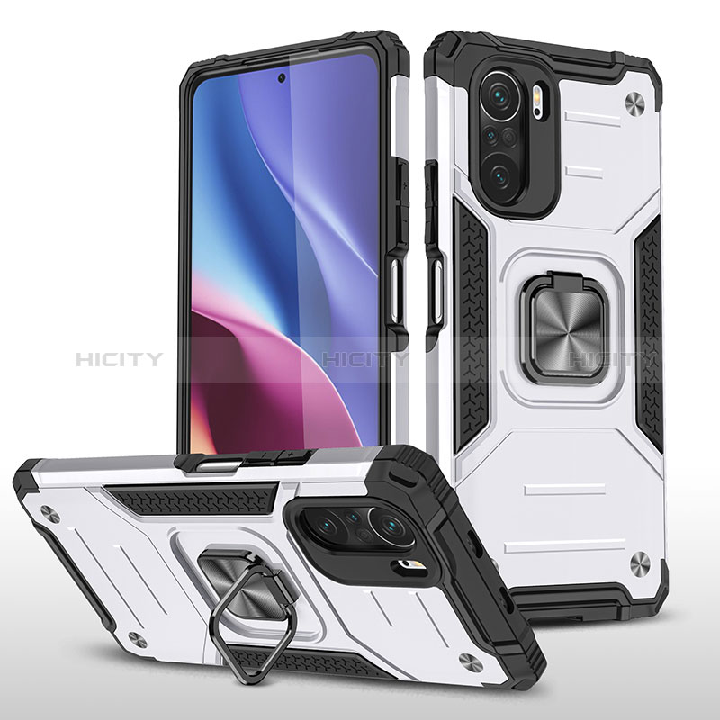 Funda Bumper Silicona y Plastico Mate Carcasa con Magnetico Anillo de dedo Soporte MQ1 para Xiaomi Mi 11i 5G