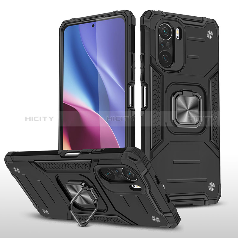 Funda Bumper Silicona y Plastico Mate Carcasa con Magnetico Anillo de dedo Soporte MQ1 para Xiaomi Mi 11i 5G