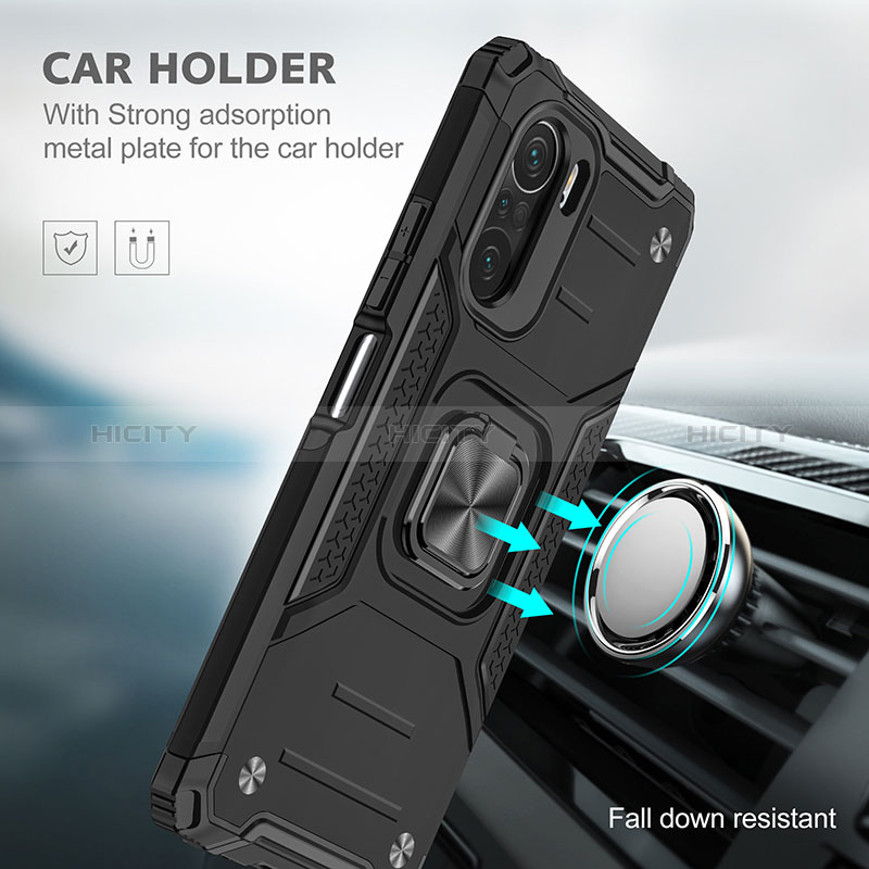 Funda Bumper Silicona y Plastico Mate Carcasa con Magnetico Anillo de dedo Soporte MQ1 para Xiaomi Mi 11X 5G