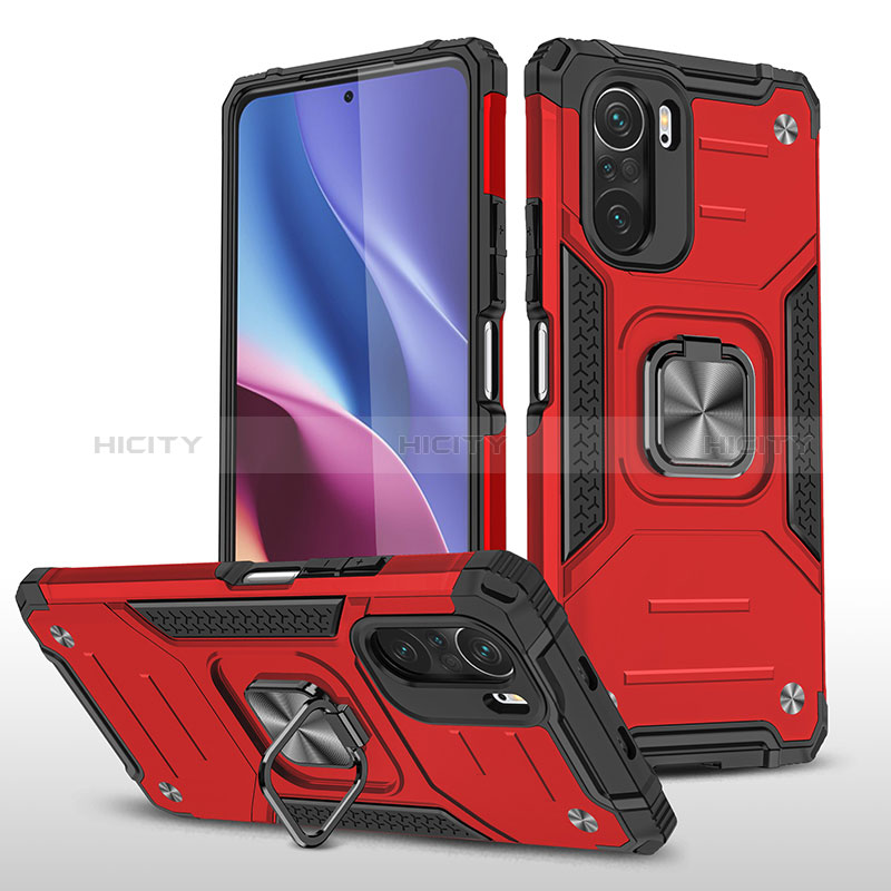 Funda Bumper Silicona y Plastico Mate Carcasa con Magnetico Anillo de dedo Soporte MQ1 para Xiaomi Mi 11X 5G