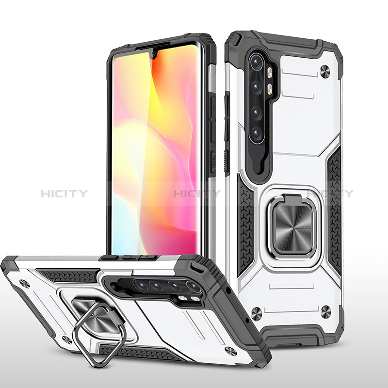 Funda Bumper Silicona y Plastico Mate Carcasa con Magnetico Anillo de dedo Soporte MQ1 para Xiaomi Mi Note 10 Lite