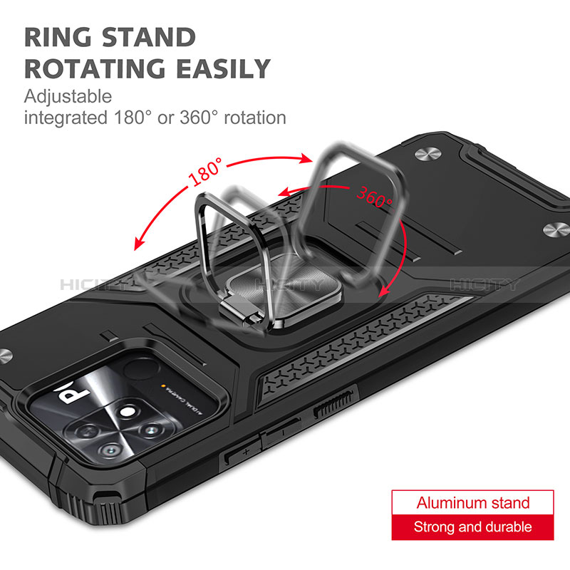 Funda Bumper Silicona y Plastico Mate Carcasa con Magnetico Anillo de dedo Soporte MQ1 para Xiaomi Poco C40