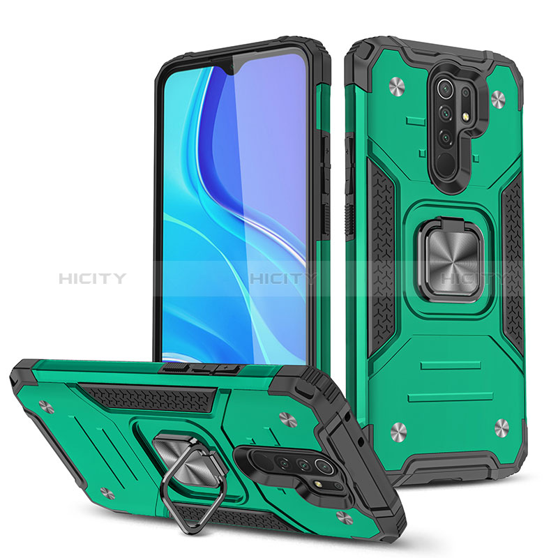 Funda Bumper Silicona y Plastico Mate Carcasa con Magnetico Anillo de dedo Soporte MQ1 para Xiaomi Poco M2