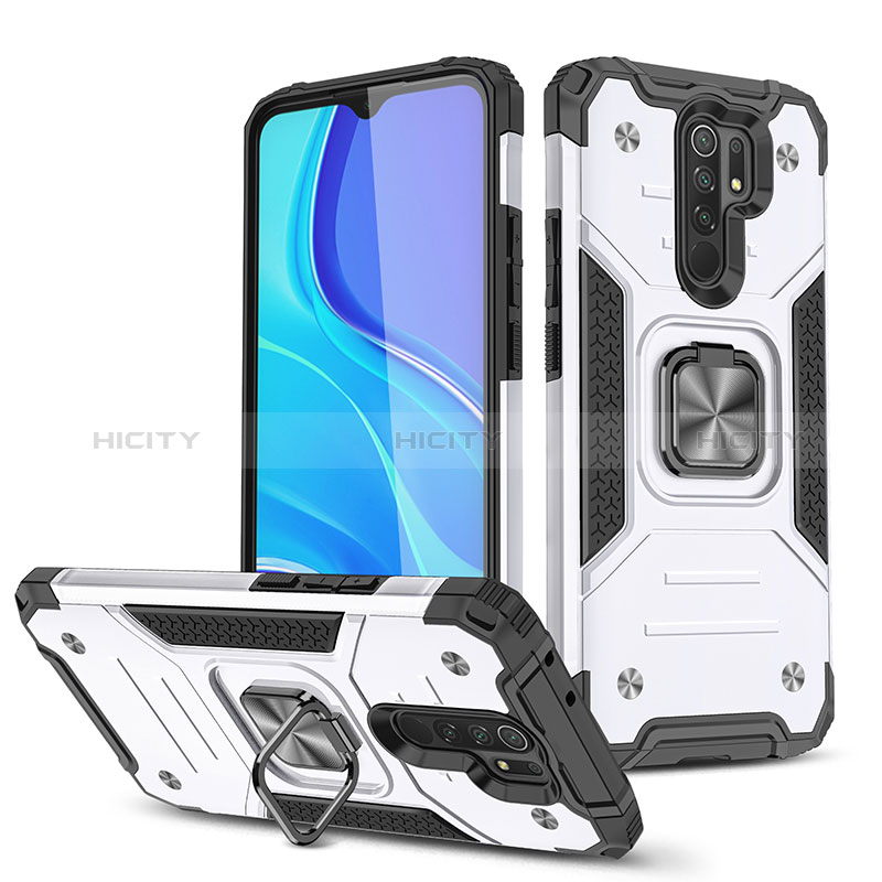 Funda Bumper Silicona y Plastico Mate Carcasa con Magnetico Anillo de dedo Soporte MQ1 para Xiaomi Poco M2