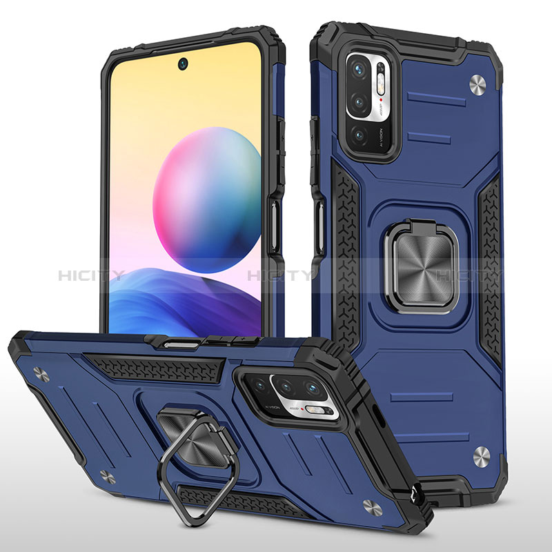 Funda Bumper Silicona y Plastico Mate Carcasa con Magnetico Anillo de dedo Soporte MQ1 para Xiaomi POCO M3 Pro 5G