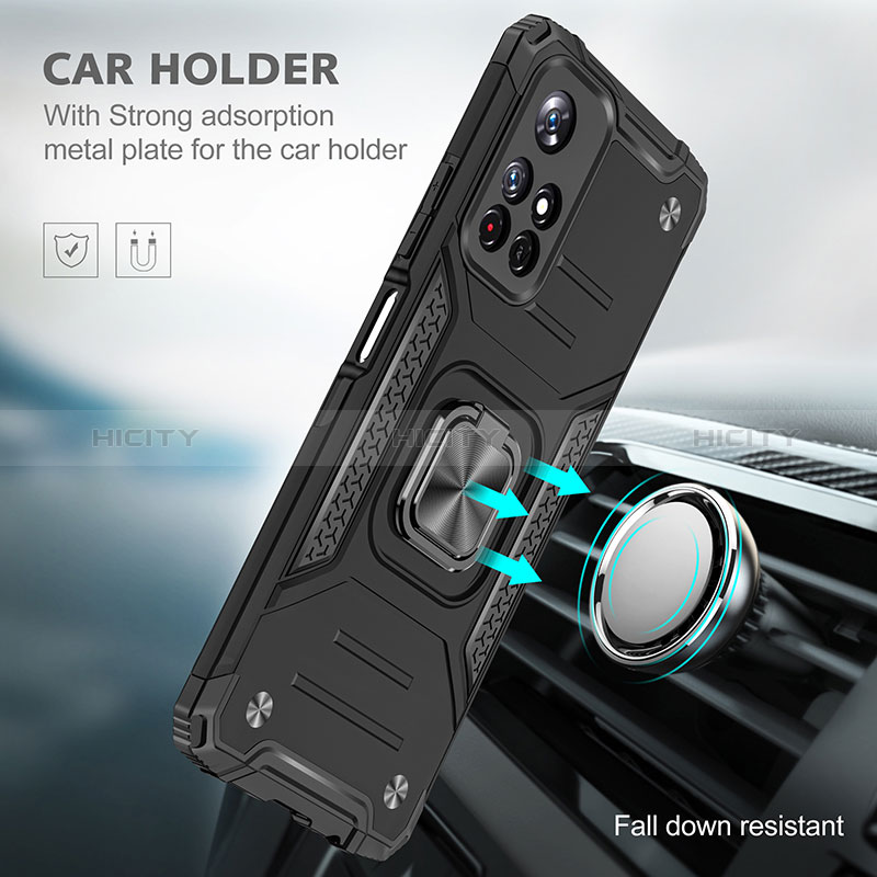 Funda Bumper Silicona y Plastico Mate Carcasa con Magnetico Anillo de dedo Soporte MQ1 para Xiaomi Poco M4 Pro 5G