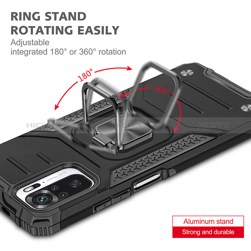 Funda Bumper Silicona y Plastico Mate Carcasa con Magnetico Anillo de dedo Soporte MQ1 para Xiaomi Poco M5S