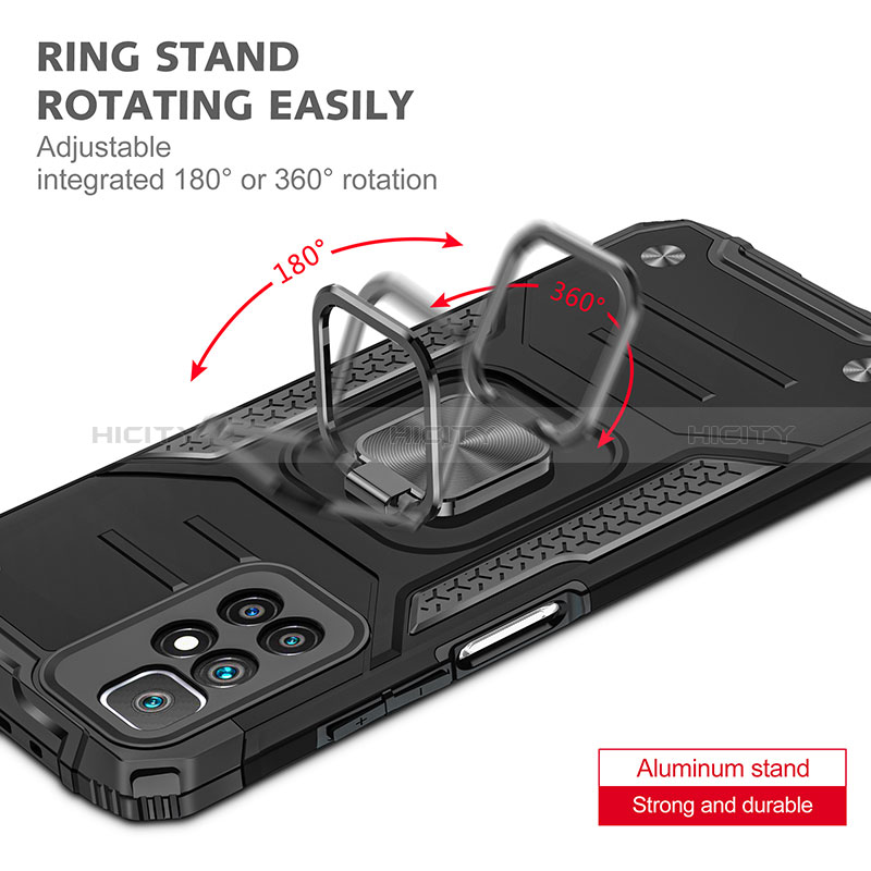 Funda Bumper Silicona y Plastico Mate Carcasa con Magnetico Anillo de dedo Soporte MQ1 para Xiaomi Redmi 10 (2022)