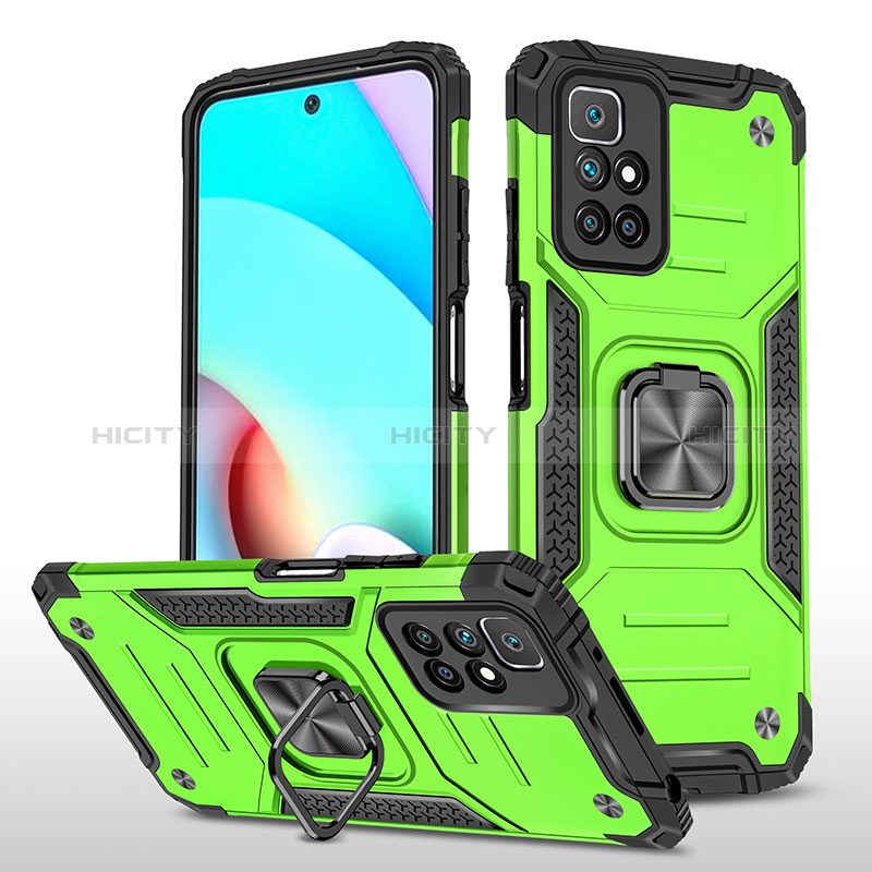 Funda Bumper Silicona y Plastico Mate Carcasa con Magnetico Anillo de dedo Soporte MQ1 para Xiaomi Redmi 10 (2022)