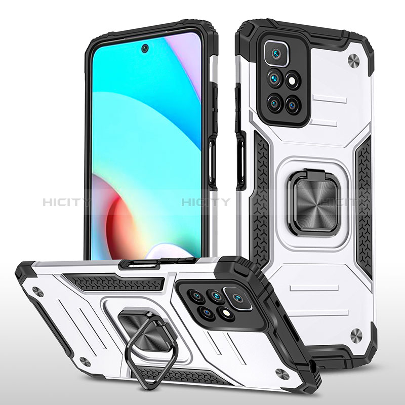 Funda Bumper Silicona y Plastico Mate Carcasa con Magnetico Anillo de dedo Soporte MQ1 para Xiaomi Redmi 10 (2022)