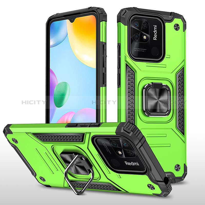 Funda Bumper Silicona y Plastico Mate Carcasa con Magnetico Anillo de dedo Soporte MQ1 para Xiaomi Redmi 10 India