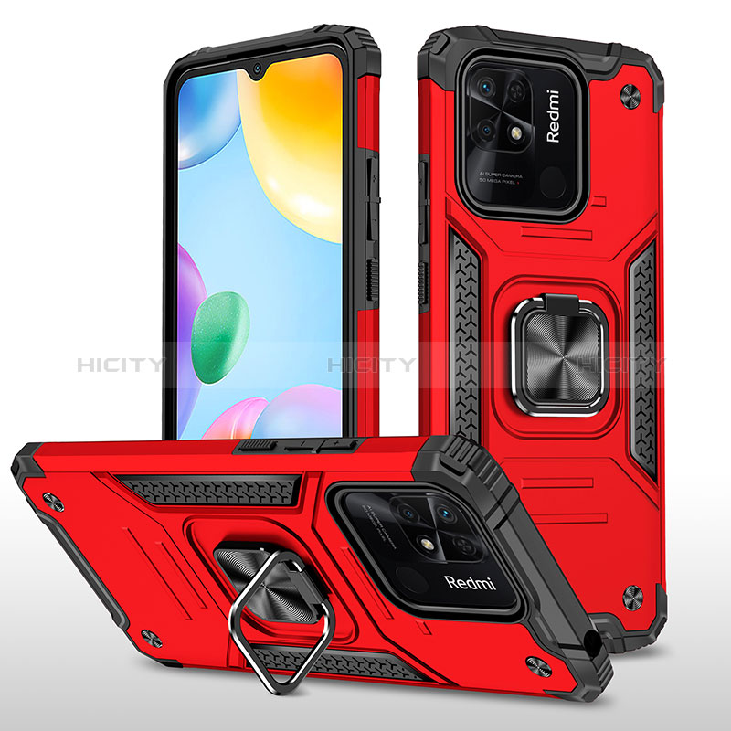 Funda Bumper Silicona y Plastico Mate Carcasa con Magnetico Anillo de dedo Soporte MQ1 para Xiaomi Redmi 10 Power