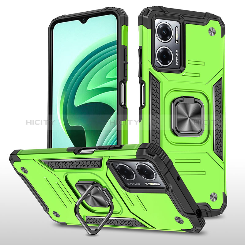 Funda Bumper Silicona y Plastico Mate Carcasa con Magnetico Anillo de dedo Soporte MQ1 para Xiaomi Redmi 10 Prime Plus 5G Verde