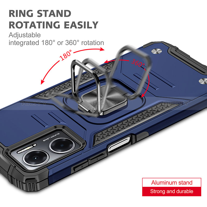 Funda Bumper Silicona y Plastico Mate Carcasa con Magnetico Anillo de dedo Soporte MQ1 para Xiaomi Redmi 11 Prime 5G