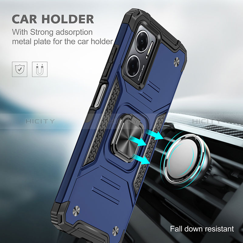 Funda Bumper Silicona y Plastico Mate Carcasa con Magnetico Anillo de dedo Soporte MQ1 para Xiaomi Redmi 11 Prime 5G