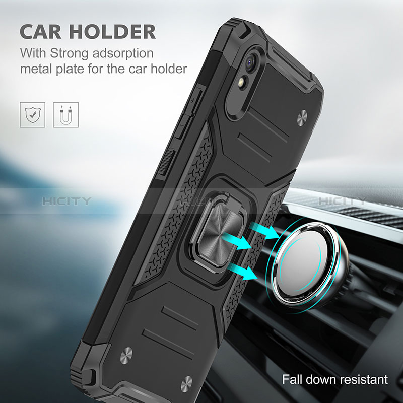 Funda Bumper Silicona y Plastico Mate Carcasa con Magnetico Anillo de dedo Soporte MQ1 para Xiaomi Redmi 9A