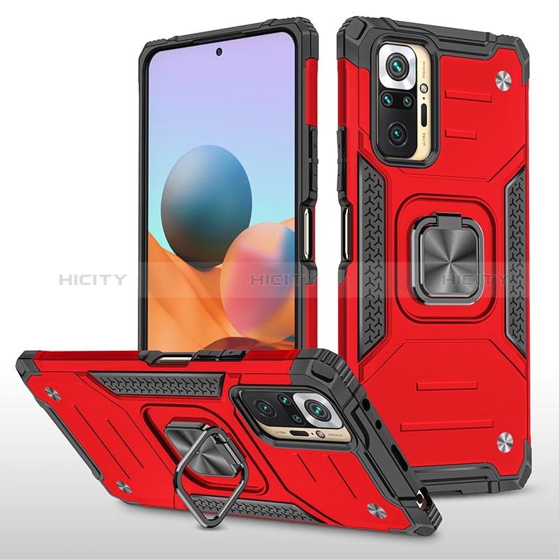 Funda Bumper Silicona y Plastico Mate Carcasa con Magnetico Anillo de dedo Soporte MQ1 para Xiaomi Redmi Note 10 Pro 4G