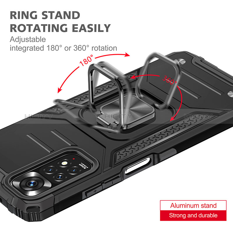 Funda Bumper Silicona y Plastico Mate Carcasa con Magnetico Anillo de dedo Soporte MQ1 para Xiaomi Redmi Note 11 4G (2022)