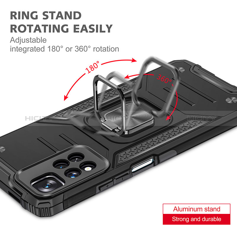 Funda Bumper Silicona y Plastico Mate Carcasa con Magnetico Anillo de dedo Soporte MQ1 para Xiaomi Redmi Note 11 Pro+ Plus 5G