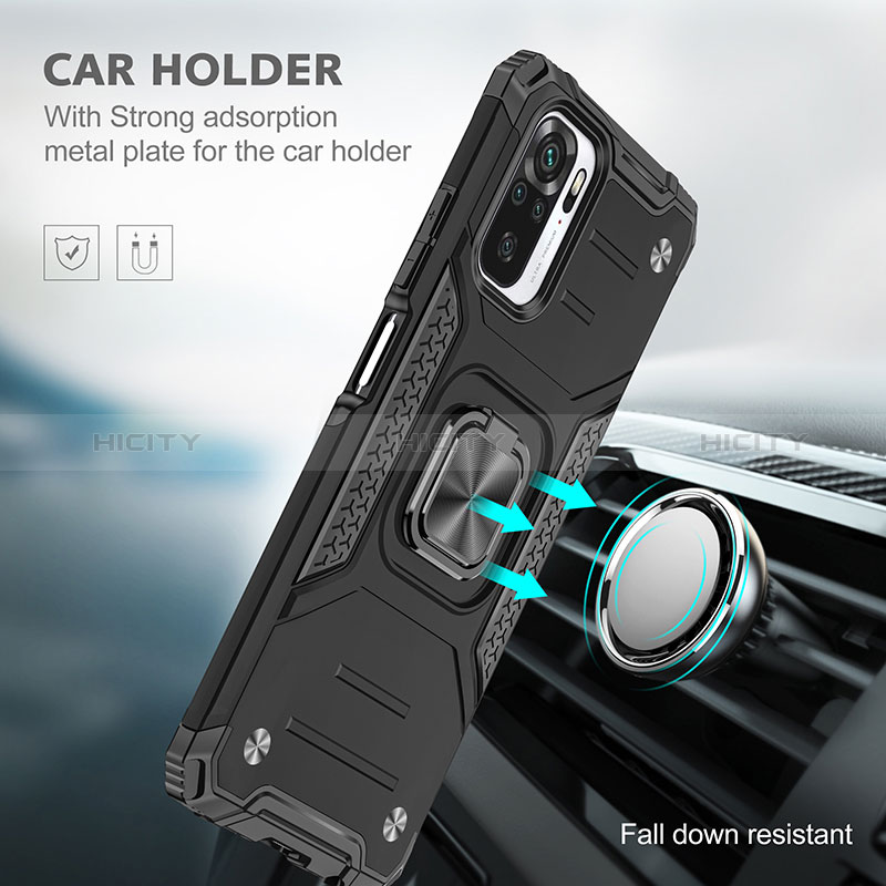 Funda Bumper Silicona y Plastico Mate Carcasa con Magnetico Anillo de dedo Soporte MQ1 para Xiaomi Redmi Note 11 SE India 4G