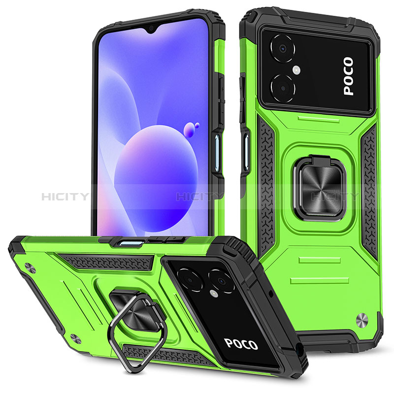 Funda Bumper Silicona y Plastico Mate Carcasa con Magnetico Anillo de dedo Soporte MQ1 para Xiaomi Redmi Note 11R 5G