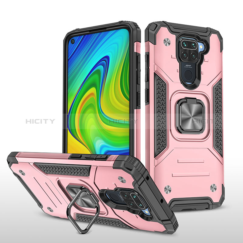 Funda Bumper Silicona y Plastico Mate Carcasa con Magnetico Anillo de dedo Soporte MQ1 para Xiaomi Redmi Note 9