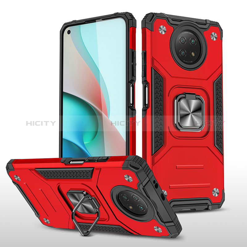 Funda Bumper Silicona y Plastico Mate Carcasa con Magnetico Anillo de dedo Soporte MQ1 para Xiaomi Redmi Note 9 5G