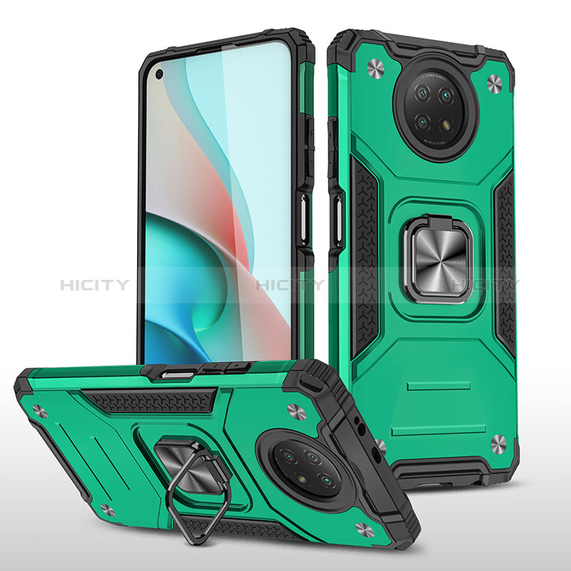 Funda Bumper Silicona y Plastico Mate Carcasa con Magnetico Anillo de dedo Soporte MQ1 para Xiaomi Redmi Note 9 5G