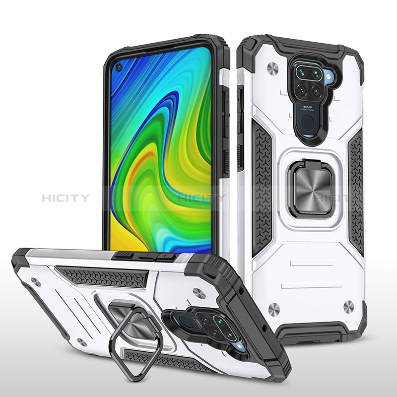 Funda Bumper Silicona y Plastico Mate Carcasa con Magnetico Anillo de dedo Soporte MQ1 para Xiaomi Redmi Note 9