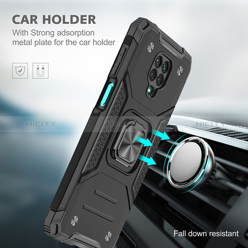 Funda Bumper Silicona y Plastico Mate Carcasa con Magnetico Anillo de dedo Soporte MQ1 para Xiaomi Redmi Note 9 Pro Max